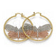 Oro Laminado Large Hoop, Gold Filled Style Butterfly Design, with White Crystal, Diamond Cutting Finish, Tricolor, 02.380.0008.50