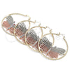 Oro Laminado Large Hoop, Gold Filled Style Butterfly Design, with White Crystal, Diamond Cutting Finish, Tricolor, 02.380.0008.50