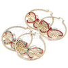 Oro Laminado Large Hoop, Gold Filled Style Butterfly Design, with Garnet Crystal, Diamond Cutting Finish, Golden Finish, 02.380.0011.50