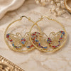 Oro Laminado Large Hoop, Gold Filled Style Butterfly Design, with Multicolor Crystal, Diamond Cutting Finish, Golden Finish, 02.380.0013.50