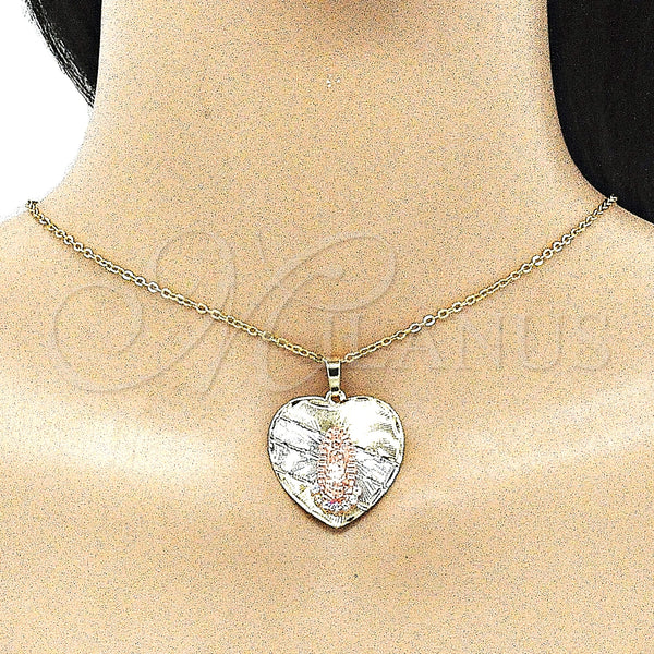 Gold Filled Pendant — Religious Pendant Guadalupe and Heart Design with White — alternate product view — SKU 136115 | Oro Laminado dije — Religious Pendant Guadalupe and corazón diseño with blanco — SKU 136115