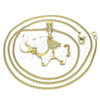 Oro Laminado Basic Necklace, Gold Filled Style Elephant Design, Polished, Golden Finish, 04.380.0002.20 (20 Inches Length)