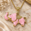 Oro Laminado Basic Necklace, Gold Filled Style Elephant Design, Pink Enamel Finish, Golden Finish, 04.380.0002.1.20 (20 Inches Length)