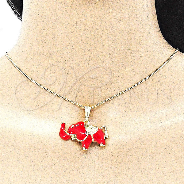 Gold Filled Ring — Necklace and Earring Elephant Design Red Enamel 04. — alternate product view — SKU 136127 | Oro Laminado anillo — Necklace and Earring Elephant diseño Red Enamel 04. — SKU 136127