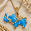Oro Laminado Basic Necklace, Gold Filled Style Elephant Design, Blue Enamel Finish, Golden Finish, 04.380.0002.3.20 (20 Inches Length)