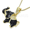 Oro Laminado Basic Necklace, Gold Filled Style Elephant Design, Black Enamel Finish, Golden Finish, 04.380.0002.4.20 (20 Inches Length)