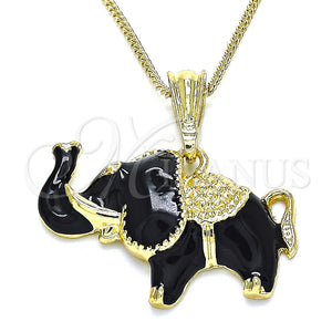 Gold Filled Necklace — Basic Necklace Elephant Design Black Enamel 04. 20 — main product view — SKU 136129 | Oro Laminado collar — básico Necklace Elephant diseño negro Enamel 04. 20 — SKU 136129