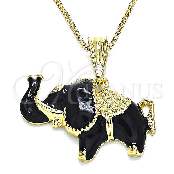 Gold Filled Necklace — Basic Necklace Elephant Design Black Enamel 04. 20 — main product view — SKU 136129 | Oro Laminado collar — básico Necklace Elephant diseño negro Enamel 04. 20 — SKU 136129