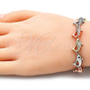 Oro Laminado Fancy Bracelet, Gold Filled Style Dolphin Design, with White and Black Micro Pave, Polished, Tricolor, 03.380.0005.07 (11 MM Thickness, 7 Inches Length)