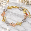 Oro Laminado Fancy Bracelet, Gold Filled Style Dolphin Design, with White and Black Micro Pave, Polished, Tricolor, 03.380.0005.07 (11 MM Thickness, 7 Inches Length)