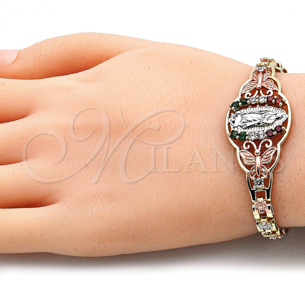 Gold Filled Bracelet — Fancy Bracelet Guadalupe and Butterfly Design with Multicolor — alternate product view — SKU 136147 | Oro Laminado brazalete — elegante Bracelet Guadalupe and Butterfly diseño with Multicolor — SKU 136147