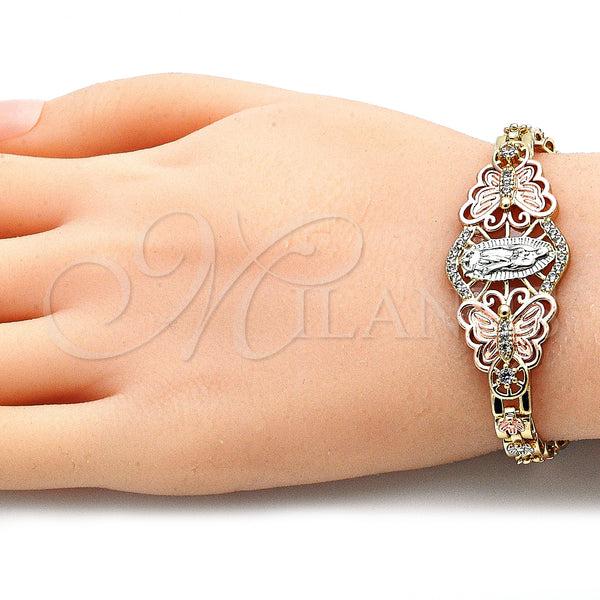 Gold Filled Bracelet — Fancy Bracelet Guadalupe and Butterfly Design with White — alternate product view — SKU 136149 | Oro Laminado brazalete — elegante Bracelet Guadalupe and Butterfly diseño with blanco — SKU 136149