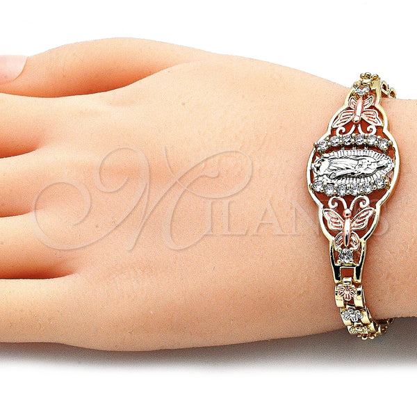 Gold Filled Bracelet — Fancy Bracelet Guadalupe and Butterfly Design with White — alternate product view — SKU 136150 | Oro Laminado brazalete — elegante Bracelet Guadalupe and Butterfly diseño with blanco — SKU 136150