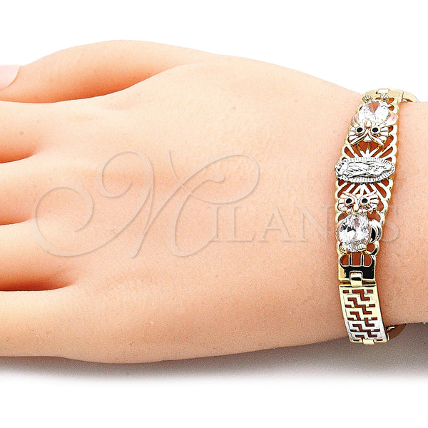 Gold Filled Bracelet — Fancy Bracelet Guadalupe and Owl Design with White — alternate product view — SKU 136152 | Oro Laminado brazalete — elegante Bracelet Guadalupe and Owl diseño with blanco — SKU 136152