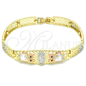Gold Filled Bracelet — Fancy Bracelet Guadalupe and Owl Design with White — main product view — SKU 136152 | Oro Laminado brazalete — elegante Bracelet Guadalupe and Owl diseño with blanco — SKU 136152
