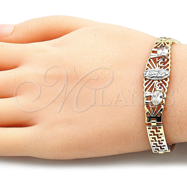 Gold Filled Bracelet — Fancy Bracelet Guadalupe and Elephant Design with White — alternate product view — SKU 136153 | Oro Laminado brazalete — elegante Bracelet Guadalupe and Elephant diseño with blanco — SKU 136153