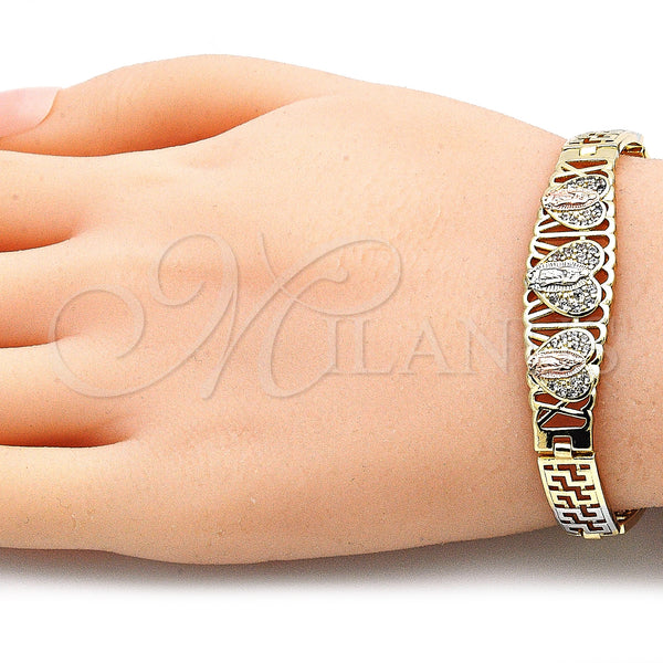 Gold Filled Bracelet — Fancy Bracelet Guadalupe Design with White Micro Pave — alternate product view — SKU 136154 | Oro Laminado brazalete — elegante Bracelet Guadalupe diseño with blanco Micro Pave — SKU 136154