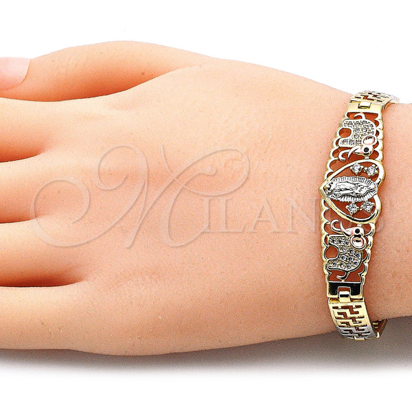 Gold Filled Bracelet — Fancy Bracelet Elephant and Guadalupe Design with White — alternate product view — SKU 136155 | Oro Laminado brazalete — elegante Bracelet Elephant and Guadalupe diseño with blanco — SKU 136155