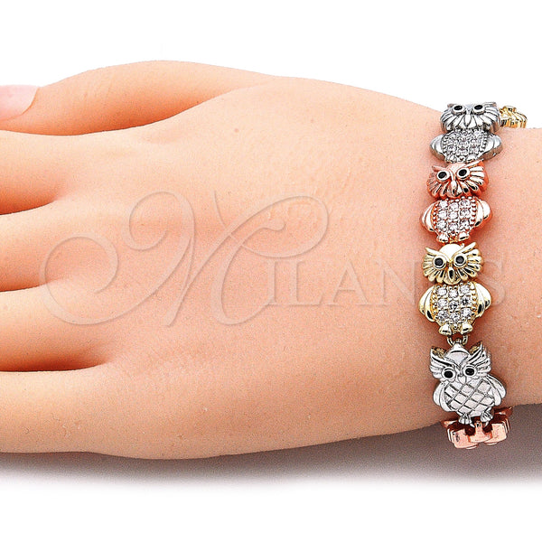 Gold Filled Bracelet — Fancy Bracelet Owl Design with White and Black — alternate product view — SKU 136156 | Oro Laminado brazalete — elegante Bracelet Owl diseño with blanco and negro — SKU 136156