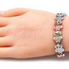 Oro Laminado Fancy Bracelet, Gold Filled Style Owl Design, with White and Black Micro Pave, Polished, Tricolor, 03.380.0015.07 (12 MM Thickness, 7 Inches Length)