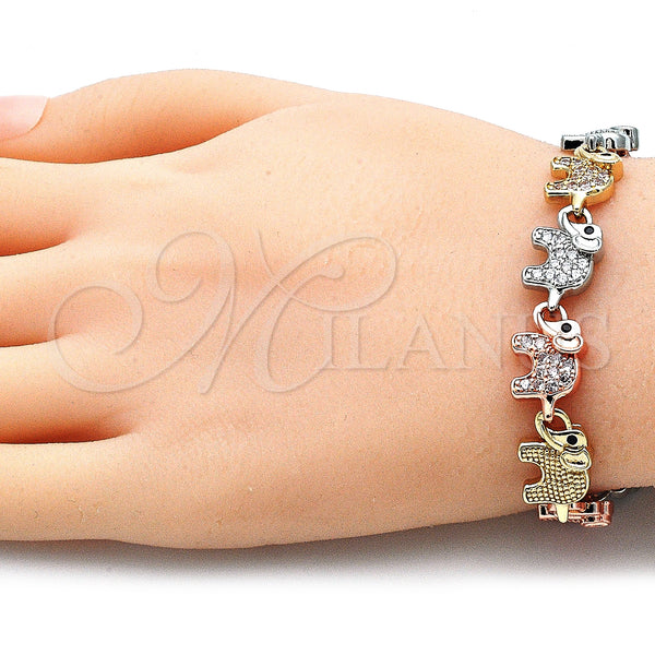 Gold Filled Bracelet — Fancy Bracelet Elephant Design with White and Black — alternate product view — SKU 136157 | Oro Laminado brazalete — elegante Bracelet Elephant diseño with blanco and negro — SKU 136157
