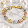 Oro Laminado Fancy Bracelet, Gold Filled Style Elephant Design, with White and Black Micro Pave, Polished, Tricolor, 03.380.0016.07 (10 MM Thickness, 7 Inches Length)