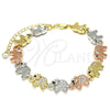 Oro Laminado Fancy Bracelet, Gold Filled Style Elephant Design, with White and Black Micro Pave, Polished for wholesale, main product view