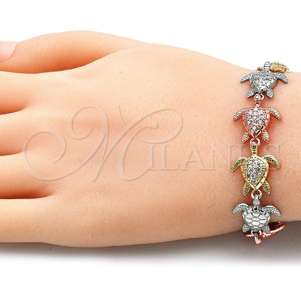 Gold Filled Bracelet — Fancy Bracelet Turtle Design with White Micro Pave — alternate product view — SKU 136158 | Oro Laminado brazalete — elegante Bracelet Turtle diseño with blanco Micro Pave — SKU 136158