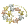 Oro Laminado Fancy Bracelet, Gold Filled Style Turtle Design, with White Micro Pave, Polished, Tricolor for wholesale, additional product view 4