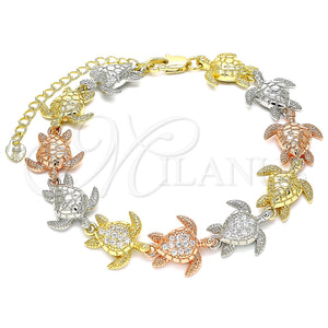 Gold Filled Bracelet — Fancy Bracelet Turtle Design with White Micro Pave — main product view — SKU 136158 | Oro Laminado brazalete — elegante Bracelet Turtle diseño with blanco Micro Pave — SKU 136158