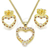 Oro Laminado Earring and Pendant Adult Set, Gold Filled Style Polished, Golden Finish, 10.94.0003.1