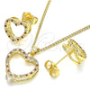 Oro Laminado Earring and Pendant Adult Set, Gold Filled Style Polished, Golden Finish, 10.94.0003.1