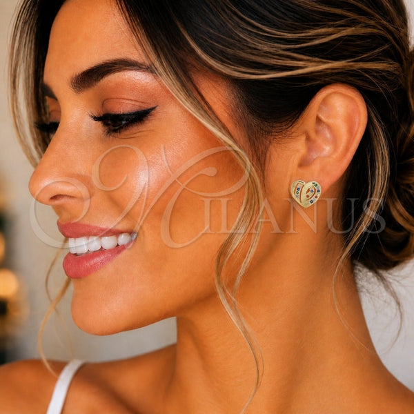 Oro Laminado Stud Earring, Gold Filled Style Polished, Golden Finish, 02.94.0107.2
