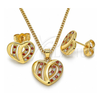 Oro Laminado Earring and Pendant Adult Set, Gold Filled Style Polished, Golden Finish, 10.94.0002.1