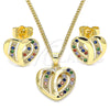 Oro Laminado Earring and Pendant Adult Set, Gold Filled Style Polished, Golden Finish, 10.94.0002.2