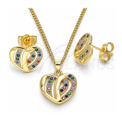 Oro Laminado Earring and Pendant Adult Set, Gold Filled Style Polished, Golden Finish, 10.94.0002.2