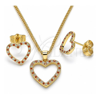 Oro Laminado Earring and Pendant Adult Set, Gold Filled Style Polished, Golden Finish, 10.94.0004.1