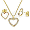 Oro Laminado Earring and Pendant Adult Set, Gold Filled Style Polished, Golden Finish, 10.94.0004.1