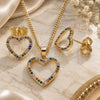 Oro Laminado Earring and Pendant Adult Set, Gold Filled Style Polished, Golden Finish, 10.94.0004.2