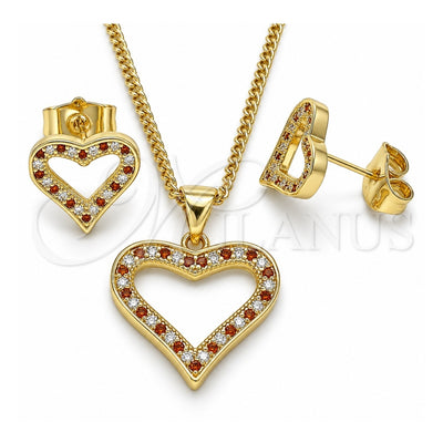 Oro Laminado Earring and Pendant Adult Set, Gold Filled Style Polished, Golden Finish, 10.156.0285.1