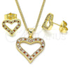 Oro Laminado Earring and Pendant Adult Set, Gold Filled Style Polished, Golden Finish, 10.156.0285.1