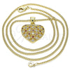 Oro Laminado Pendant Necklace, Gold Filled Style Heart Design, with Garnet and White Micro Pave, Polished, Golden Finish, 04.156.0118.1.20 (02 MM Thickness, 20 Inches Length)
