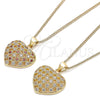 Oro Laminado Pendant Necklace, Gold Filled Style Heart Design, with Garnet and White Micro Pave, Polished, Golden Finish, 04.156.0118.1.20 (02 MM Thickness, 20 Inches Length)