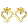 Gold Filled Ring — Stud Earring Heart Design with White Micro Pave — alternate product view — SKU 136234 | Oro Laminado anillo — Stud Earring corazón diseño with blanco Micro Pave — SKU 136234