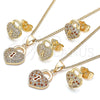Oro Laminado Earring and Pendant Adult Set, Gold Filled Style Polished, Golden Finish, 10.156.0246.4