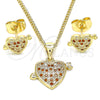 Oro Laminado Earring and Pendant Adult Set, Gold Filled Style Polished, Golden Finish, 10.156.0290.1