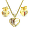 Oro Laminado Earring and Pendant Adult Set, Gold Filled Style Polished, Golden Finish, 10.156.0292.1
