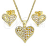 Oro Laminado Earring and Pendant Adult Set, Gold Filled Style Polished, Golden Finish, 10.156.0293