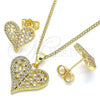 Oro Laminado Earring and Pendant Adult Set, Gold Filled Style Polished, Golden Finish, 10.156.0293