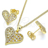 Oro Laminado Earring and Pendant Adult Set, Gold Filled Style Polished, Golden Finish, 10.156.0293